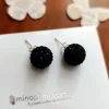 Pendientes De Plata Con Cristal Negro 12 Mm.