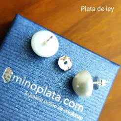 Pendientes De Plata Con Media Perla 10 Mm.
