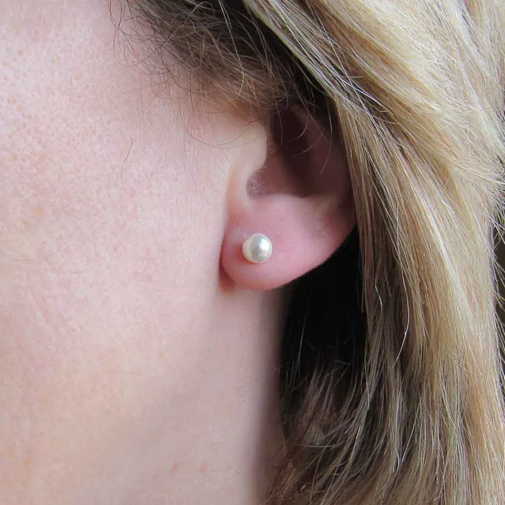 Discount Pendientes De Plata De Ley Con Perla 6 Mm.