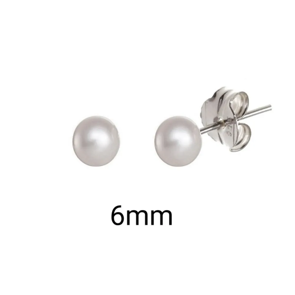 Discount Pendientes De Plata De Ley Con Perla 6 Mm.