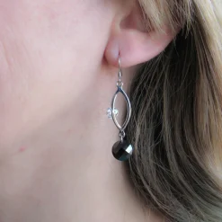 Pendientes De Plata Rodiada Con Doble Circonita Blanca Y Negra