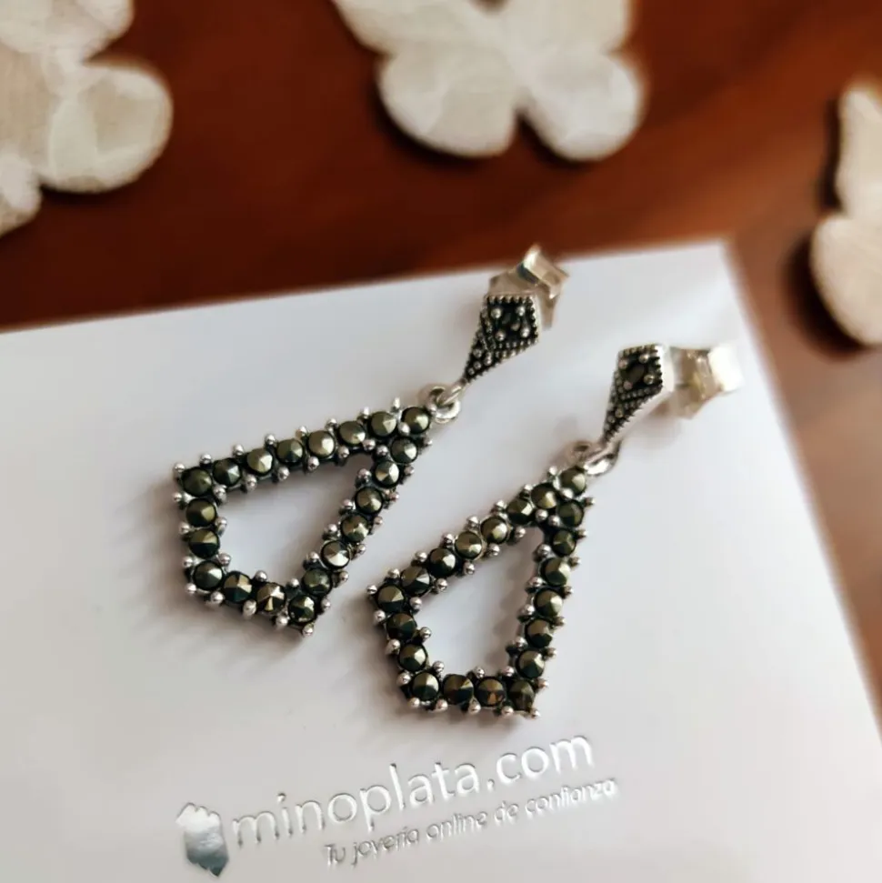 Pendientes De Plata Vieja Con Marquesitas