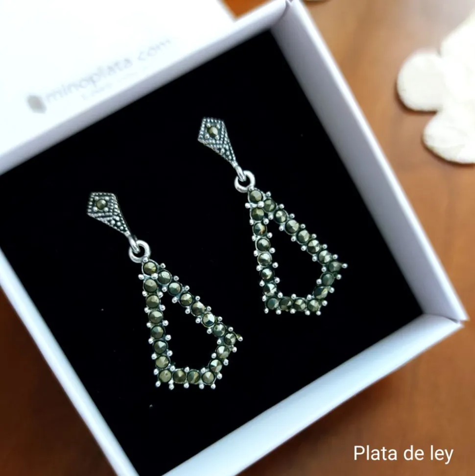 Pendientes De Plata Vieja Con Marquesitas