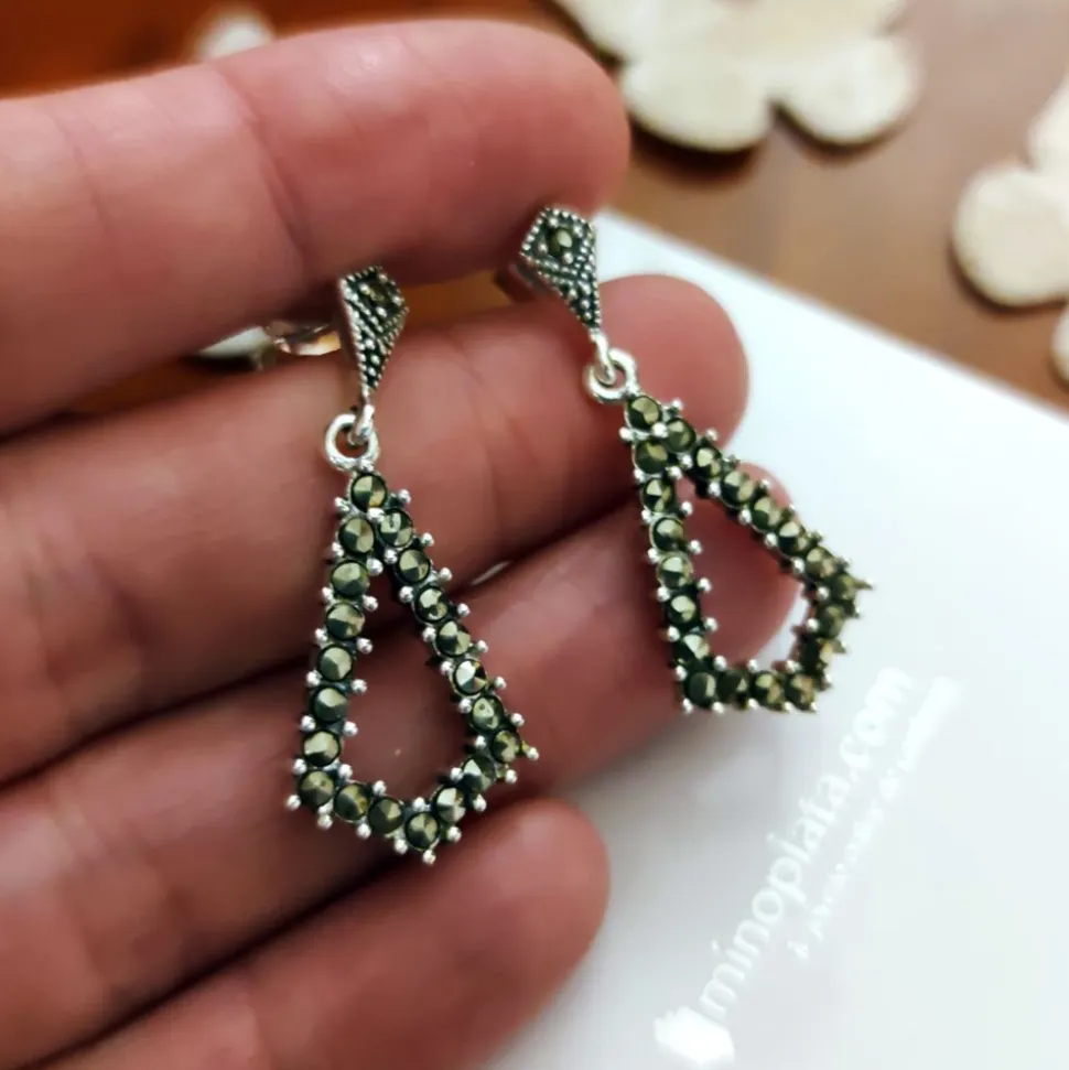 Pendientes De Plata Vieja Con Marquesitas