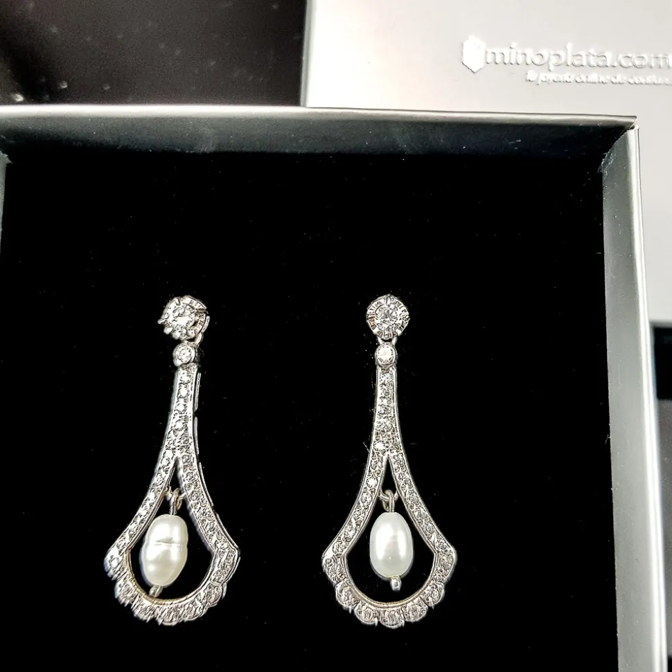 Pendientes De Plata Y Perlas Cultivadas Y Circonitas