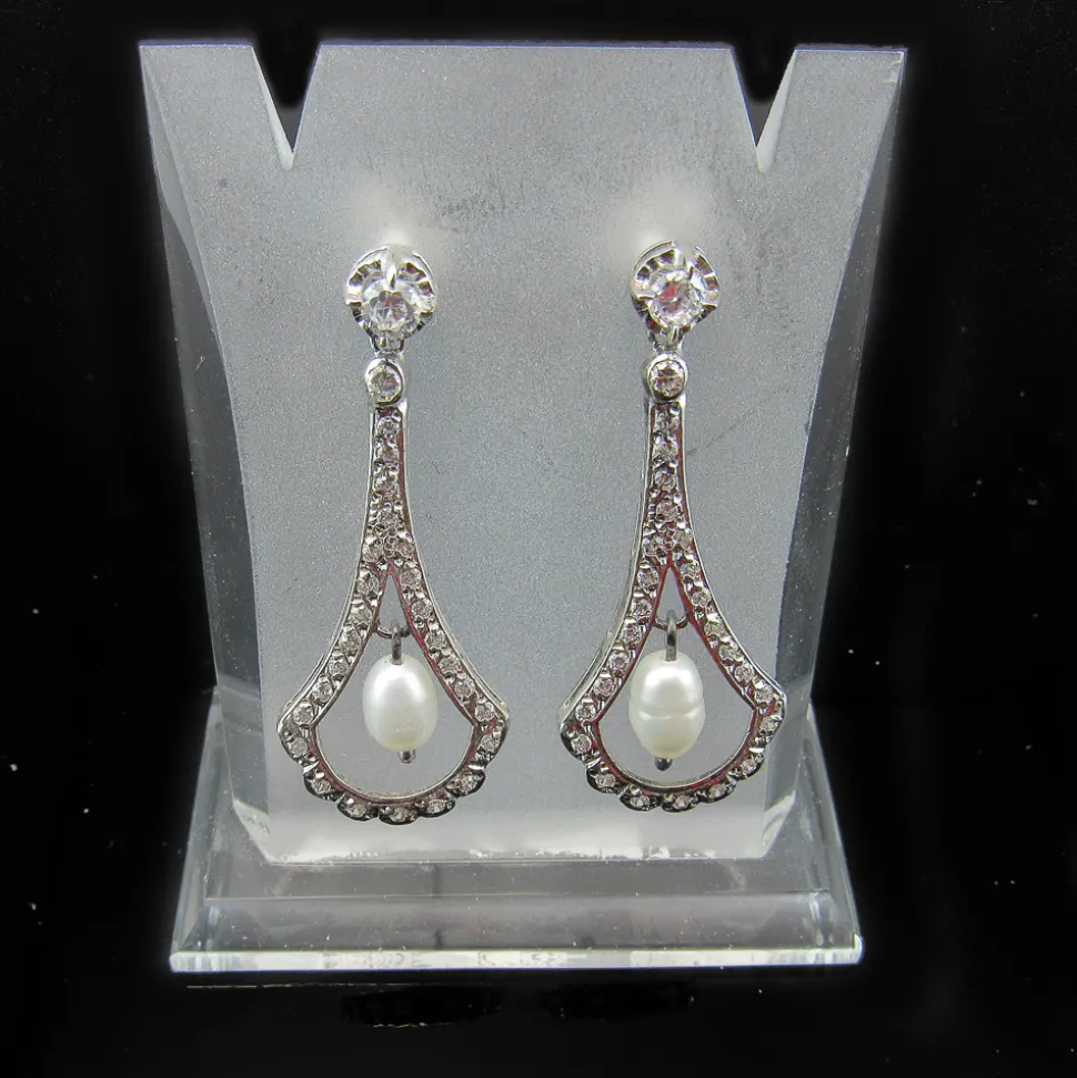 Pendientes De Plata Y Perlas Cultivadas Y Circonitas