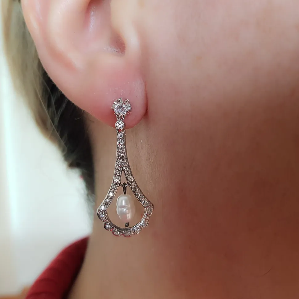 Pendientes De Plata Y Perlas Cultivadas Y Circonitas