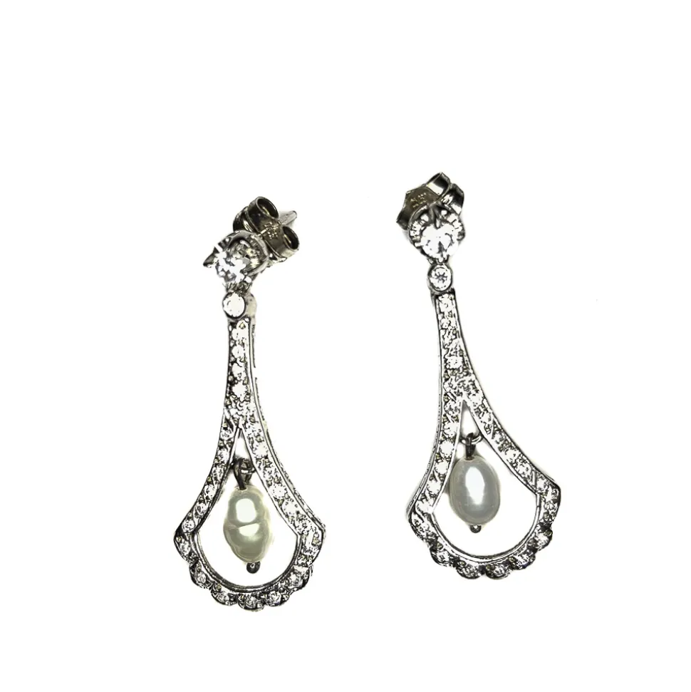 Pendientes De Plata Y Perlas Cultivadas Y Circonitas