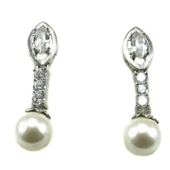 Pendientes De Plata Y Perlas Con Circonitas