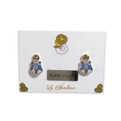 New Marga Robledo Pendientes de presión Santina azul