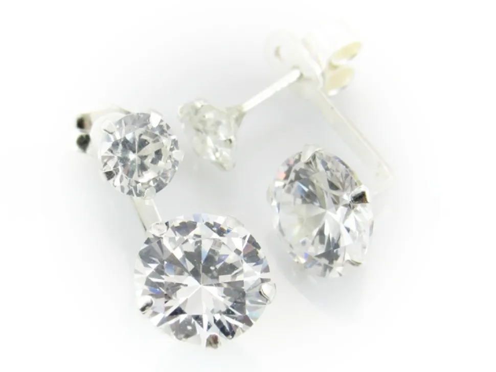 Pendientes Dobles De Plata Y Circonitas