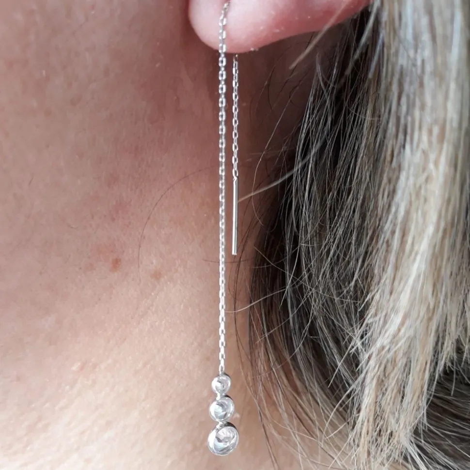 Pendientes Largos De Plata Con Circonitas