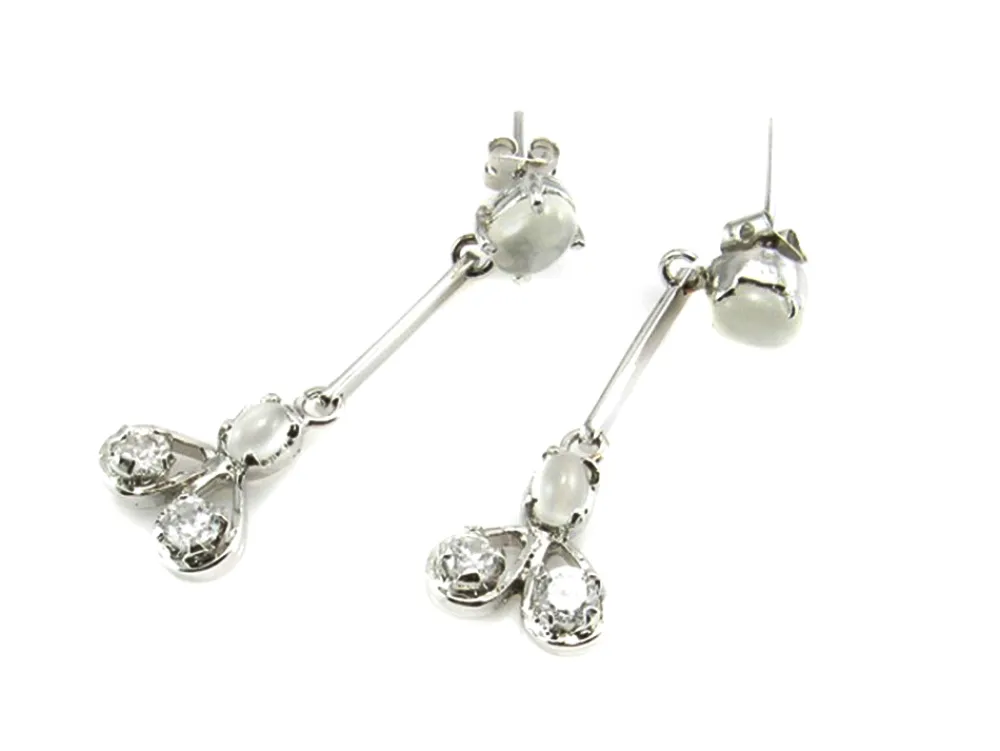 Sale Pendientes Largos De Plata Rodiada Piedras Y Circonitas