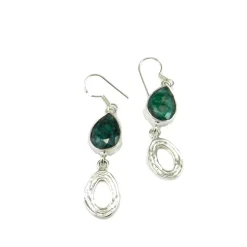 Pendientes Lágrima En Plata De Ley Con Piedras Verdes