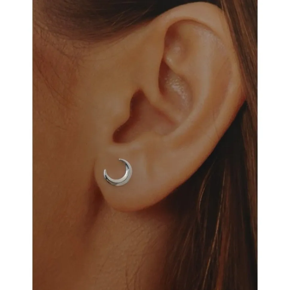 Pendientes Luna De Plata De Ley
