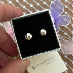 Outlet Pendientes Media Bola 8 Mm. De Plata De Ley