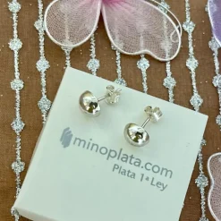 Outlet Pendientes Media Bola 8 Mm. De Plata De Ley