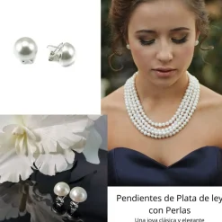 New Pendientes Media Perla 16 Mm. Cierre Omega De Plata De Ley