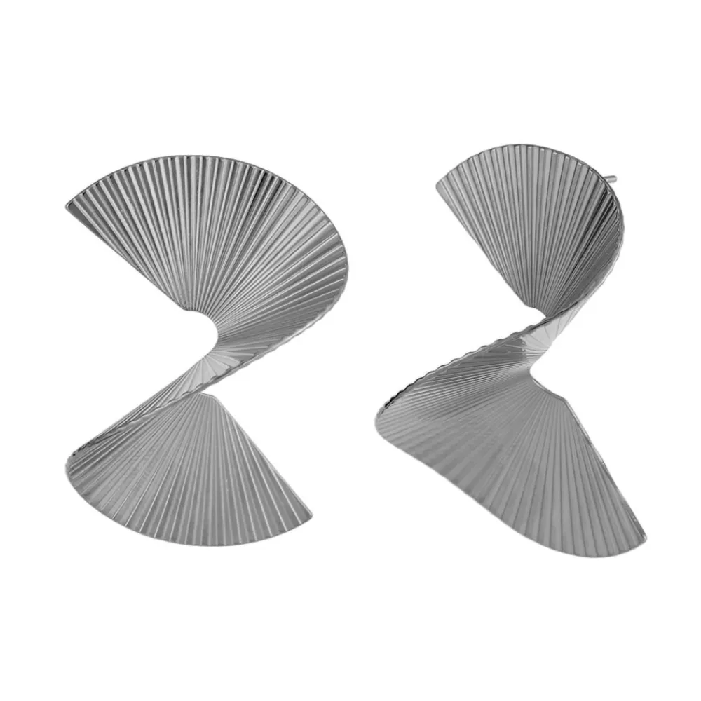 Discount Eriety Jewels Pendientes modernos mujer acero inoxidable - Diseño espiral con rayas
