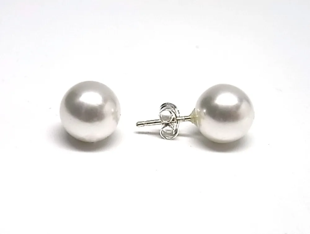 Outlet Pendientes Perla 10 Mm. En Plata De Ley