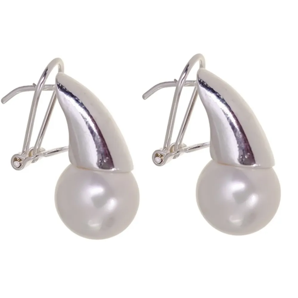 Best Pendientes Perlas Blancas 12 Mm. Y Plata De Ley