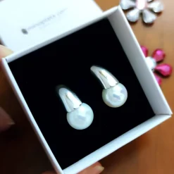 Best Pendientes Perlas Blancas 12 Mm. Y Plata De Ley