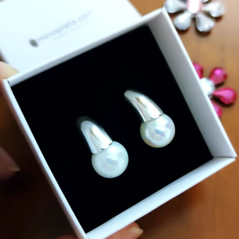 Best Pendientes Perlas Blancas 12 Mm. Y Plata De Ley