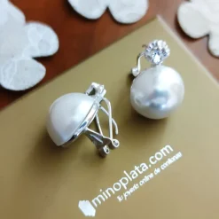 Pendientes Perlas Japonesas En Plata De Ley 16 Mm.