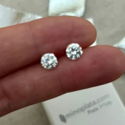 Clearance Pendientes Plata Circonita 6 Mm.