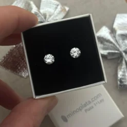 Clearance Pendientes Plata Circonita 6 Mm.