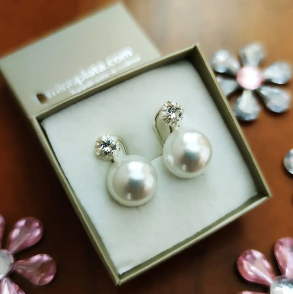 Pendientes Plata Japonesa Perla Blanca 12 Mm. Cierre Omega