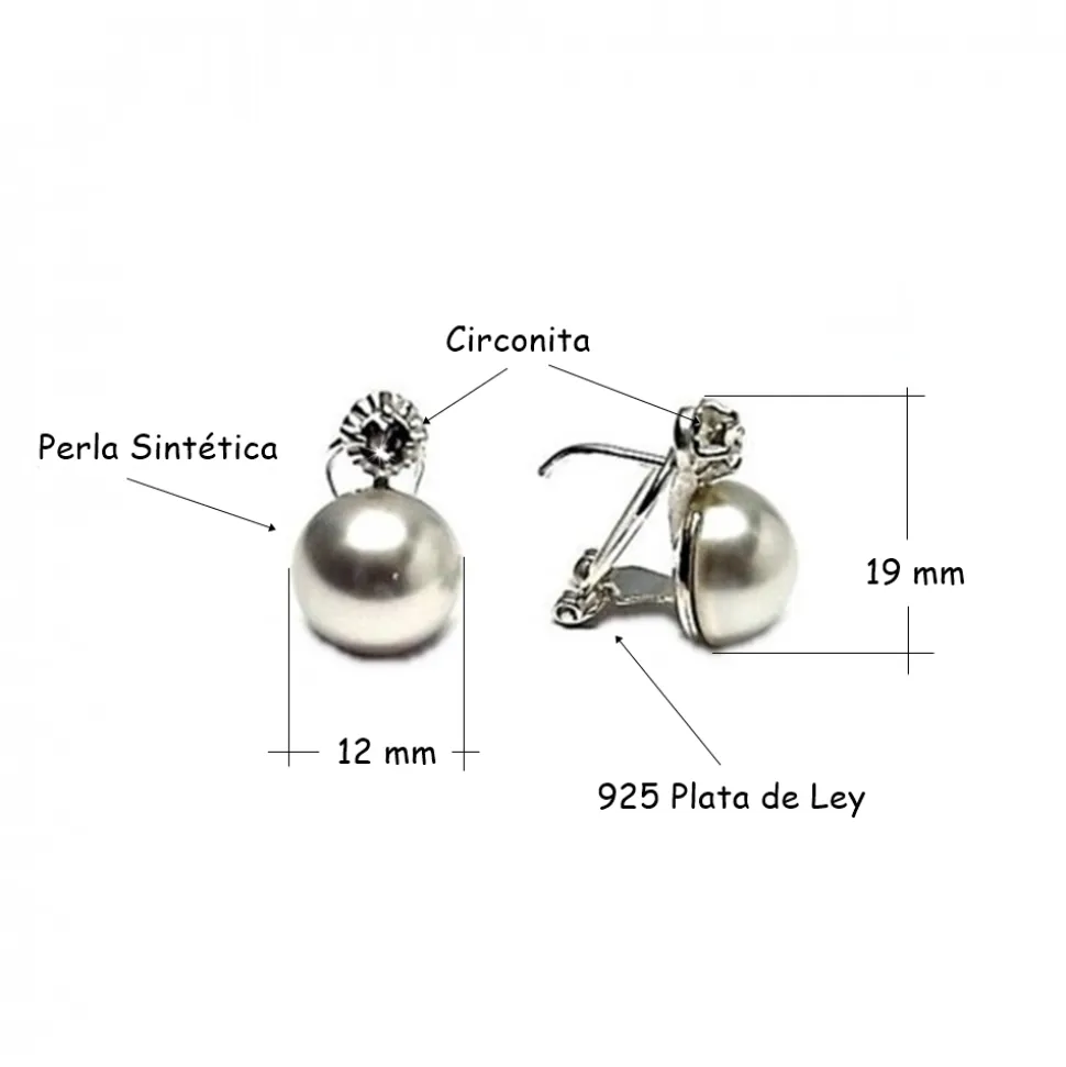 Pendientes Plata Japonesa Perla Blanca 12 Mm. Cierre Omega