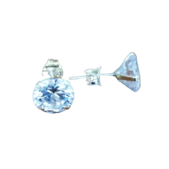 Sale Pendientes Plata Y Circonitas Blancas 9 Mm.