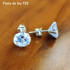 Sale Pendientes Plata Y Circonitas Blancas 9 Mm.