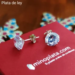 Sale Pendientes Plata Y Circonitas Blancas 9 Mm.