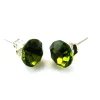 Pendientes Plata Y Cristal Swarovski Verde Oliva 8 Mm.
