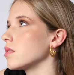 Pendientes Semi Aro disponible en acero y acero dorado