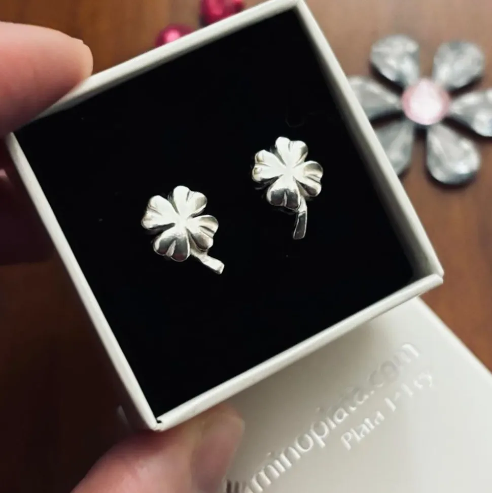 Pendientes Tréboles De Plata De Ley