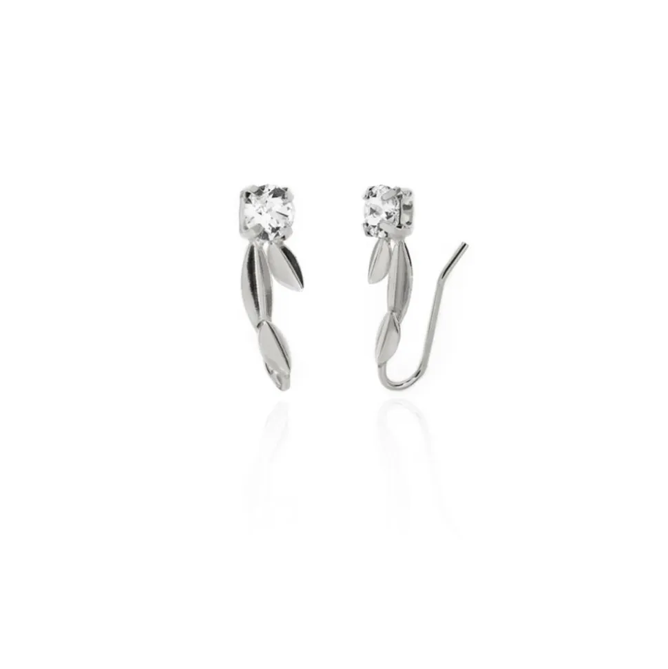 Pendientes Trepadores Ojha Victoria Cruz De Plata Y Swarovski