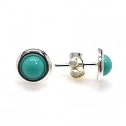 Outlet Pendientes Turquesa Bola Con Aro De Plata De Ley 5 Mm.
