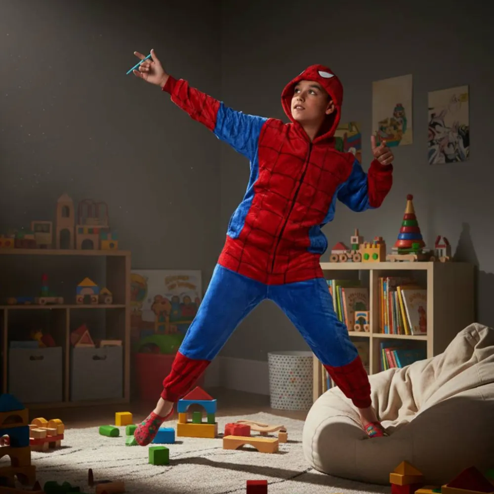 New Kebedo Moda Pijama Mono Enterizo de Superhéroe Araña Infantil
