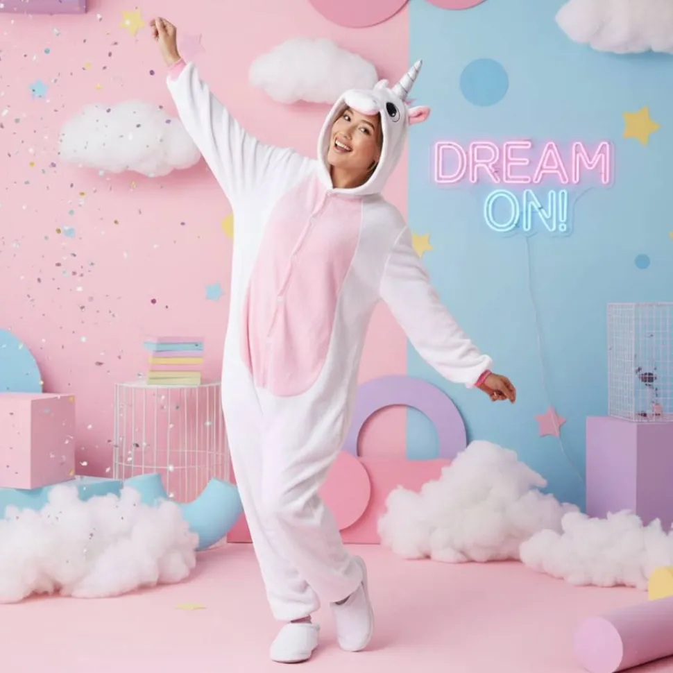 Pijama Mono Enterizo Unicornio Blanco Mujer