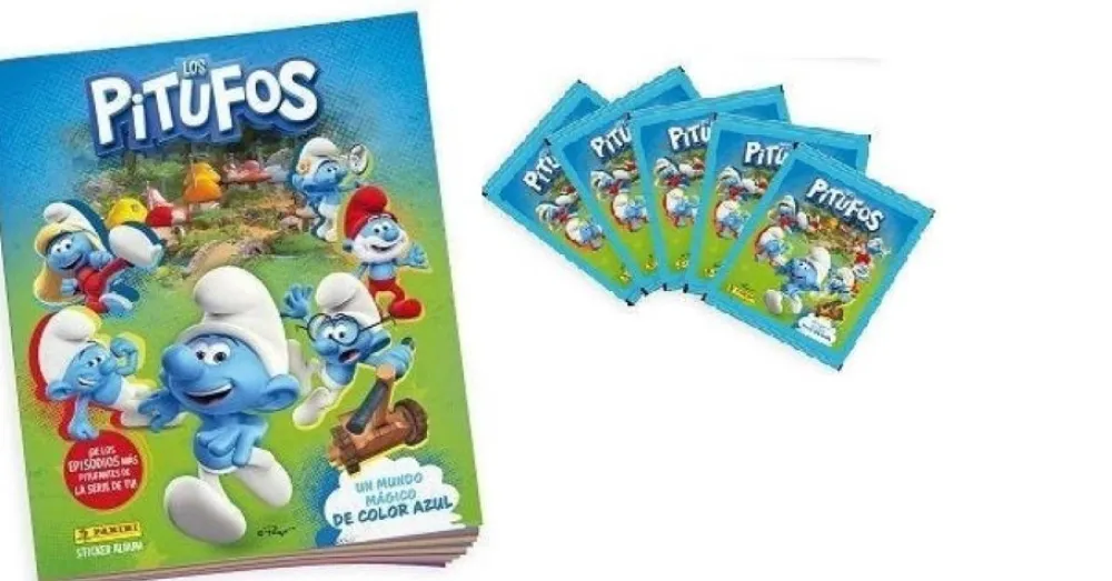 Outlet PANINI Pitufos Álbum de cromos vacío y 5 sobres Colección 2024 pegatinas