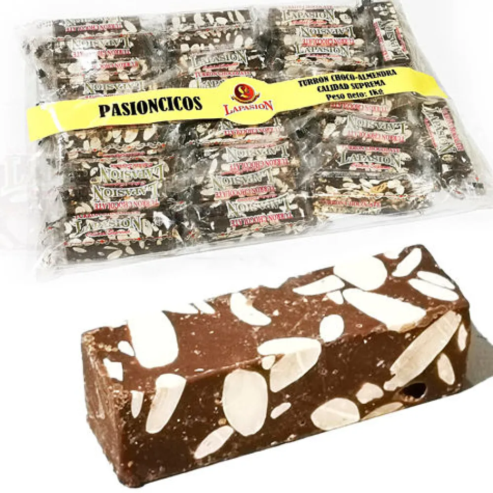 Best LAPASIÓN Porciones de turrón de chocolate bombón con almendras. Calidad Suprema. Envuelto individualmente. Bolsa 1kg
