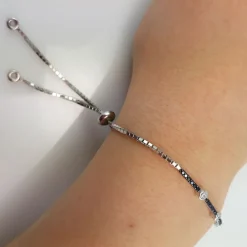Best Pulsera Ajustable En Plata Rodiada Y Circonitas Blancas Y Negras