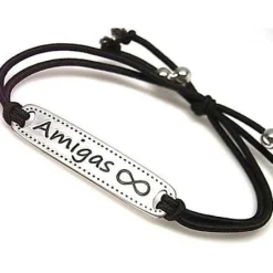 Pulsera Amigas Infinito Plata Y Elástica