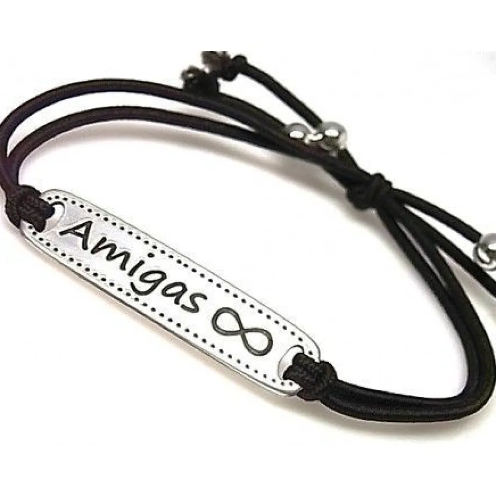 Pulsera Amigas Infinito Plata Y Elástica