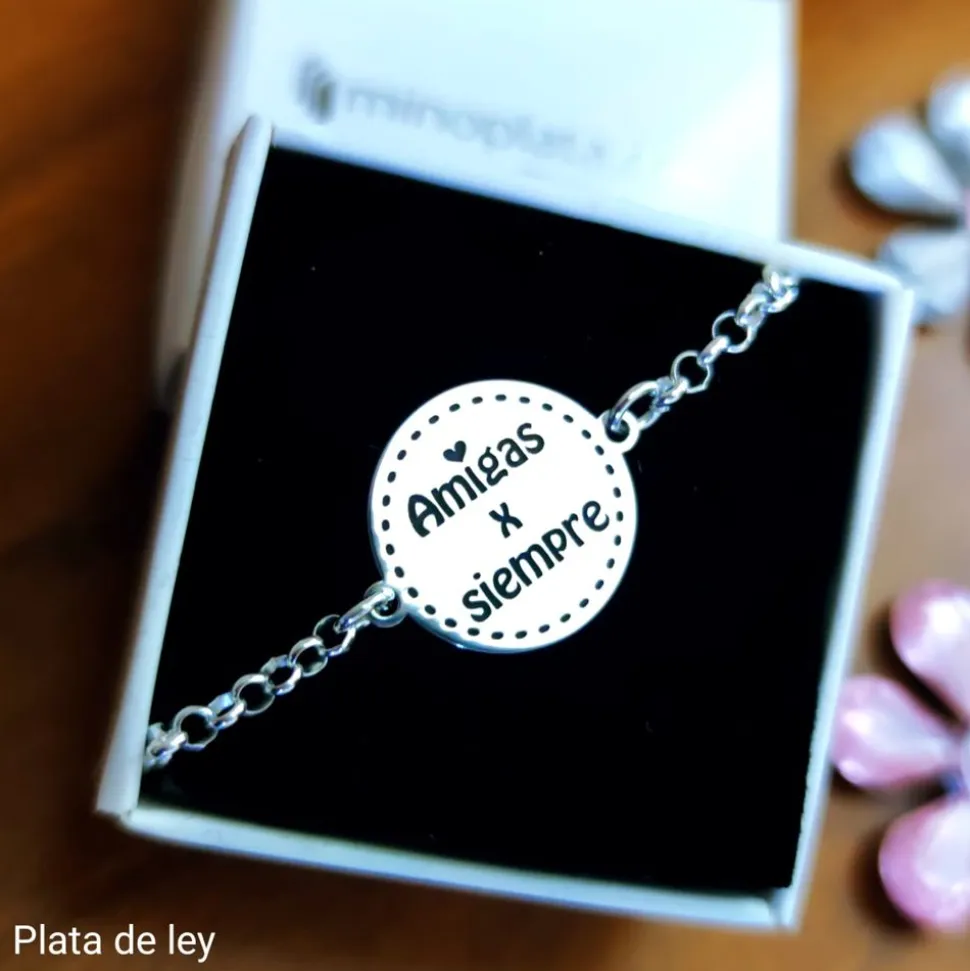 Pulsera Amigas X Siempre De Plata De Ley
