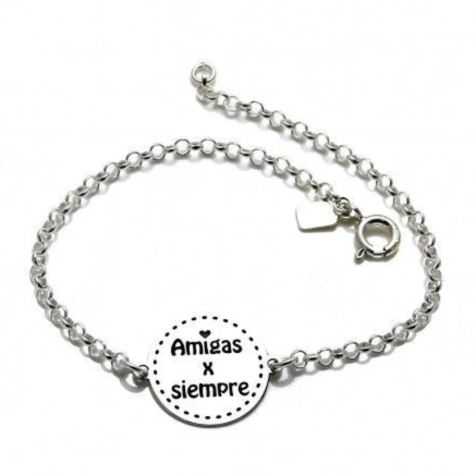 Pulsera Amigas X Siempre De Plata De Ley