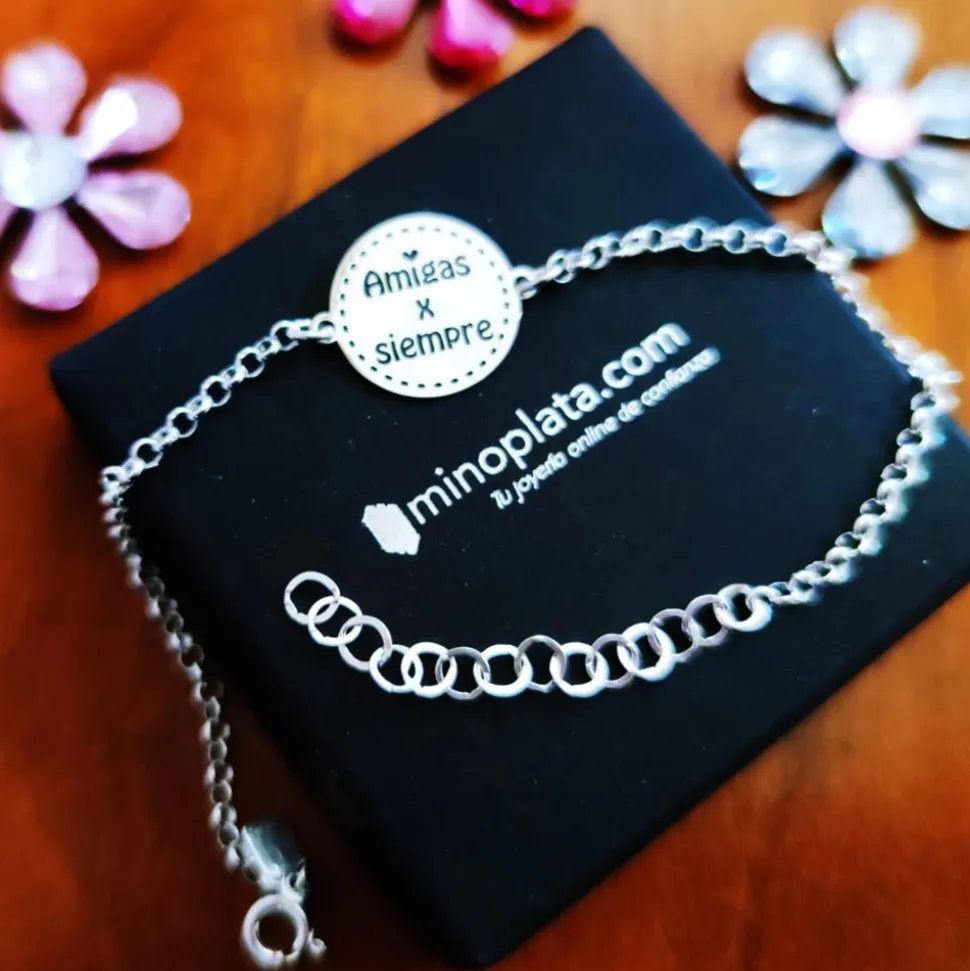 Pulsera Amigas X Siempre De Plata De Ley